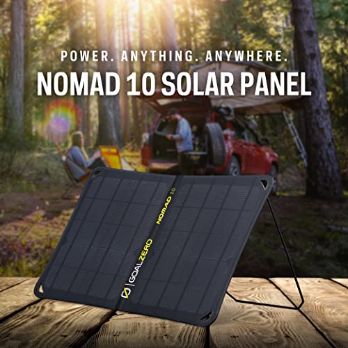 Goal Zero Nomad 10, Foldable Monocrystalline 10 Watt Solar Panel with USB Port, Portable Solar Panel Backpacking, Hiking and Travel. Lightweight Backpack Solar Panel Charger with Adjustable Kickstand [RENEWED, WHITE BOX]